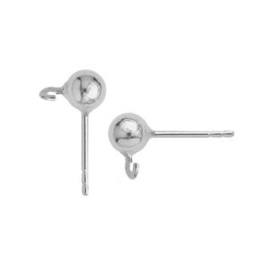Ball earrings 5mm with jumpring, sterling silver 925, CON 1H STP 5x10 mm