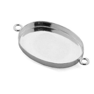 Oval pendant connector, resin base, sterling silver 925, FMG 25X18MM 2CON