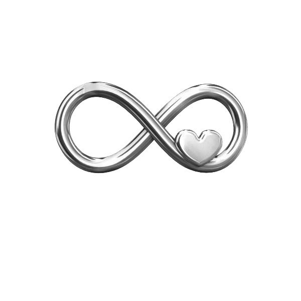 Silver infinity sign with heart - ODL-00082 7,6x16,3 mm - SILVEXCRAFT