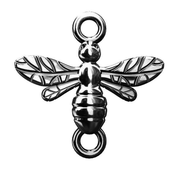 Bee pendant connector, sterling silver 925, ODL-00084 14,5x14,5 mm