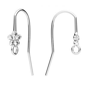 Earrings hooks with flower, sterling silver 925, BO 62 4x26 mm