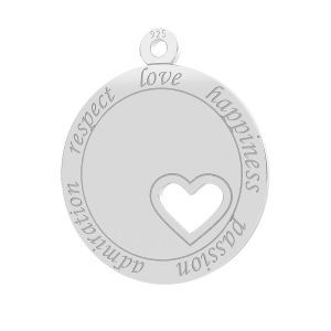 Round tag with heart pendant, LK-0746 - 0,50