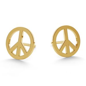 Peace symbol post earrings gold 14K LKZ-00590 KLS - 0,30 mm