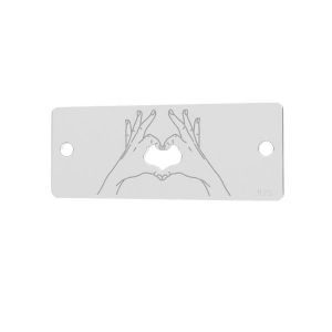 Heart hand, rectangle pendant, LK-1282 - 0,50