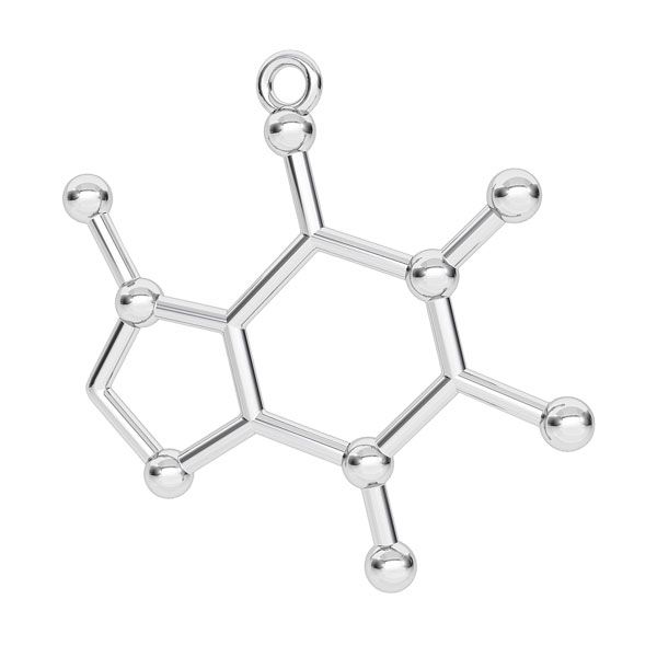 Caffeine chemical formula pendant, silver 925, ODL-00328