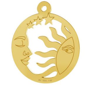 Moon and sun gold pendant, AU 585 14K, LKZ-00662 - 0,30