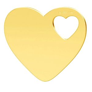 Double heart gold pendant, AU 585 14K, LKZ-01304 - 0,30