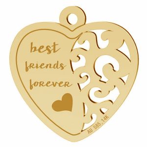 Best friend heart pendant, gold 14K, LKZ-00401 - 0,30