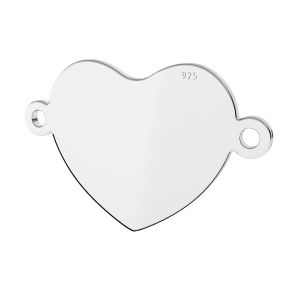 Heart pendant connector, sterling silver 925, LK-1326 - 0,50