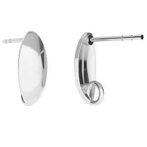 Oval earring base, sterling silver 925, ODL-00348 KLS