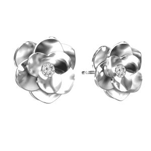 Rose earrings with Swarovski, sterling silver 925, ODL-00041 KLS - CRYSTAL