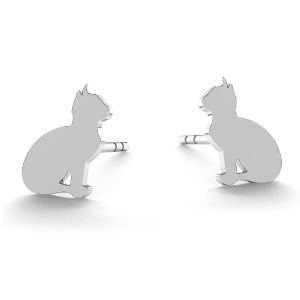 Cat earrings, sterling silver 925, LK-0615 KLS - 0,50