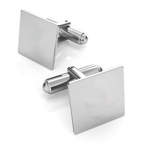 Silver rectangle cufflinks base, LK-1444 - 0,50