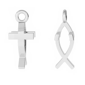Crucifix fish pendant, sterling silver 925, ODL-00471