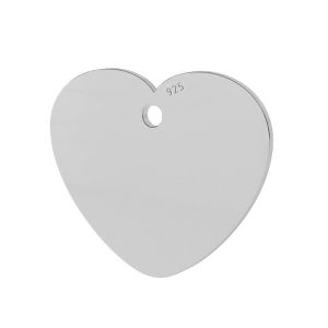 Heart pendant tag 14 mm, sterling silver, LKM-2011