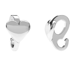 Silver bail with heart, sterling silver, ODL-00598