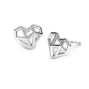 origami heart earrings, sterling silver 925, ODL-00672 KLS