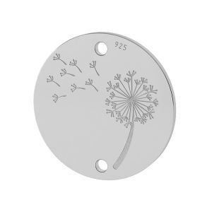Dandelion pendant connector, sterling silver, LKM-2027