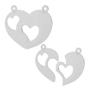 Split heart pendant, sterling silver, LKM-2046