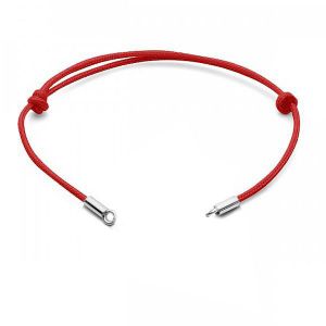 Red cord bracelet base, sterling silver 925, J-STRING BRACELET 23 13,5-24,50 cm