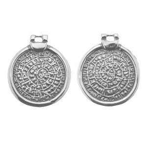 Coin pendant - disk from Phaistos*sterling silver 925*ODL-00858 19,9x22,8 mm