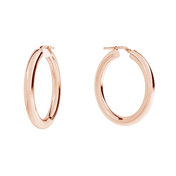 Round hoop earrings 4 cm with clasp, sterling silver 925, KL-430 4x30 mm