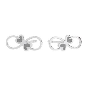 Earrings - Infinity sign with heart, sterling silver 925, KLS LKM-3016 - 0,50 5x12 mm