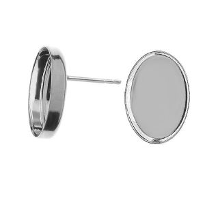 Oval earring, resin base, sterling silver 925, KLSG FMG 10x14 mm