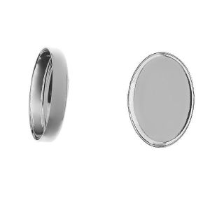 Oval esin base, unpolished, sterling silver 925, FMG 10x14 mm
