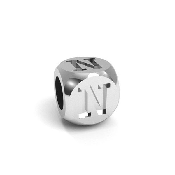 Pendant - cube with letter N*sterling silver 925*CUBE N 4,8x4,8 mm
