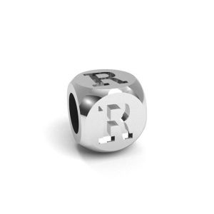 Pendant - cube with letter R*sterling silver 925*CUBE R 4,8x4,8 mm