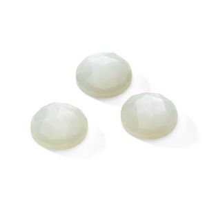 Round stone, flat back, ROUND ROSE CUT 14,9 mm White Moonstone, GAVBARI