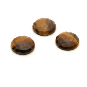 Round stone, flat back, ROUND ROSE CUT 14,9 mm Tiger Eye, GAVBARI