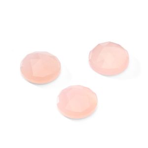 Round stone, flat back, ROUND ROSE CUT 14,9 mm Quartz rose, GAVBARI