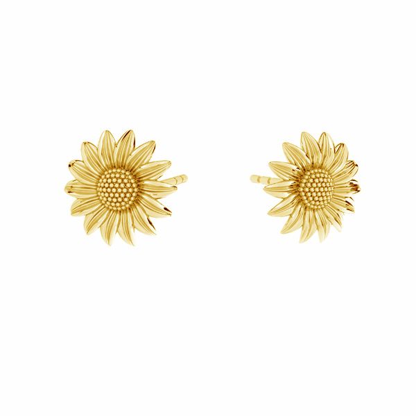 Round earrings - flower sunflower, sterling silver 925, KLS ODL-00907 10x10  mm - SILVEXCRAFT