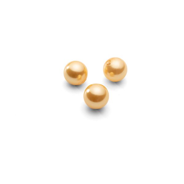 Round natural golden pearls 6 mm with 2 holes, GAVBARI PEARLS 2H