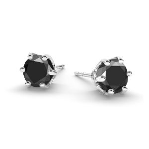 Black diamond earrings 6mm*sterling silver 925*KLS-29 6,6x16 mm
