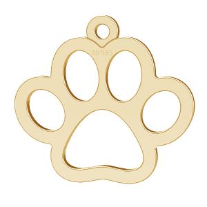 Dog paw pendant*gold 585*LKZ14K-50118- 0,30 14,5x15,5 mm