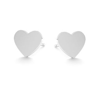 Heart earring, sterling silver 925, KLS LKM-3091 - 0,50 7,7x9 mm