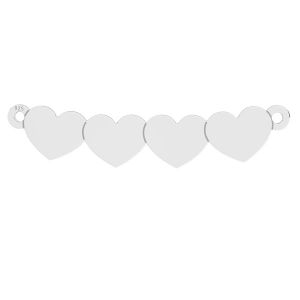 Four hearts pendant connector, sterling silver, LKM-3093 - 0,50 7,1x31,9 mm
