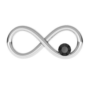 Infinity sign with Gavbari black Crystal, sterling silver 925, ODL-00154 ver.3 7,7x16 mm