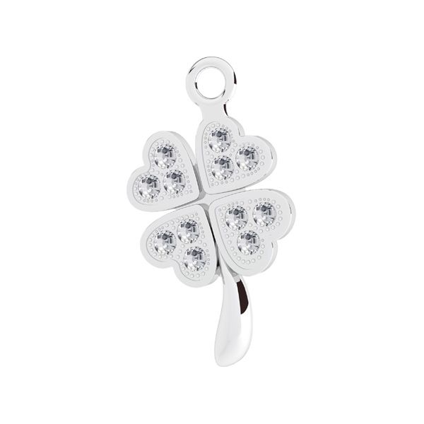 Clover pendant with white Gavbari crystals, silver 925, OWS-00167 11,4x21,5 mm ver.2