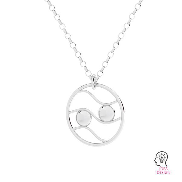 Round pendant - balls & wave, sterling silver 925, ODL-00949 21,5x21,5 mm