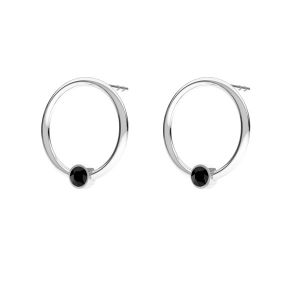 Round earrings with black crystals*sterling silver 925*ODL-00703 KLS 13,5 mm ver.3