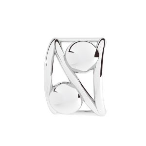 Rectangle pendant - balls & wave, sterling silver 925, ODL-00973 13x18 mm