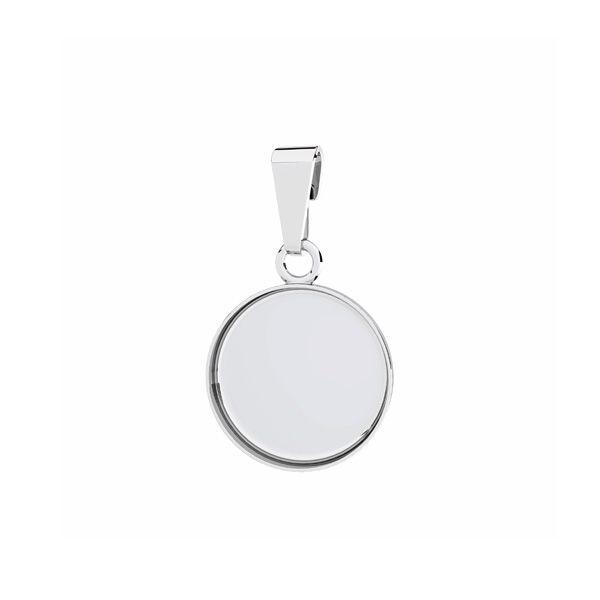 Round cabochon pendant, resin base, sterling silver 925, KR FMG-R 2,2x14 mm