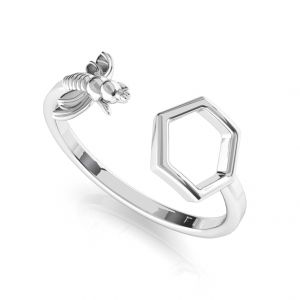 Bee ring - universal size, sterling silver, U-RING ODL-00576 18,9x19 mm