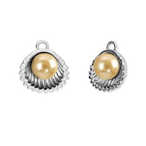 Shell pendant with gold Gavbari pearls, sterling silver 925, ODL-00127 12x13 mm ver.4