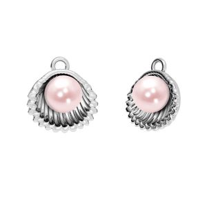Shell pendant with pink Gavbari pearls, sterling silver 925, ODL-00127 12x13 mm ver.5