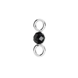 Pendant connector with natural black stone 3mm, silver 925, EL 40 3,5x10 mm